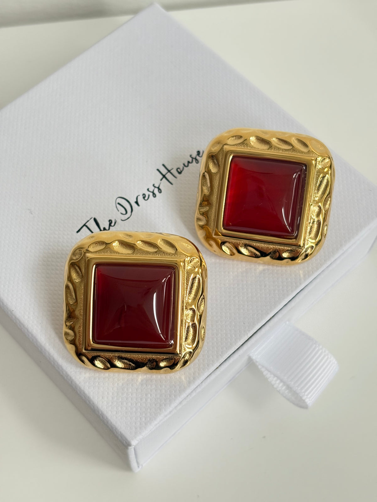 Cally - Gold Red Statement Earring