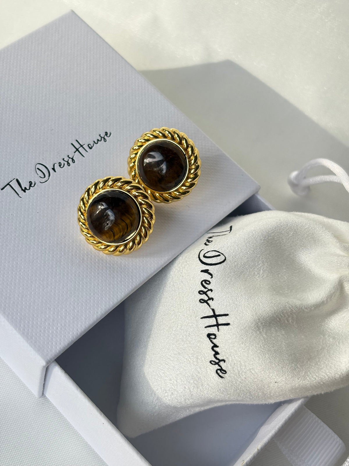 Meila - Gold Brown Stud Earring