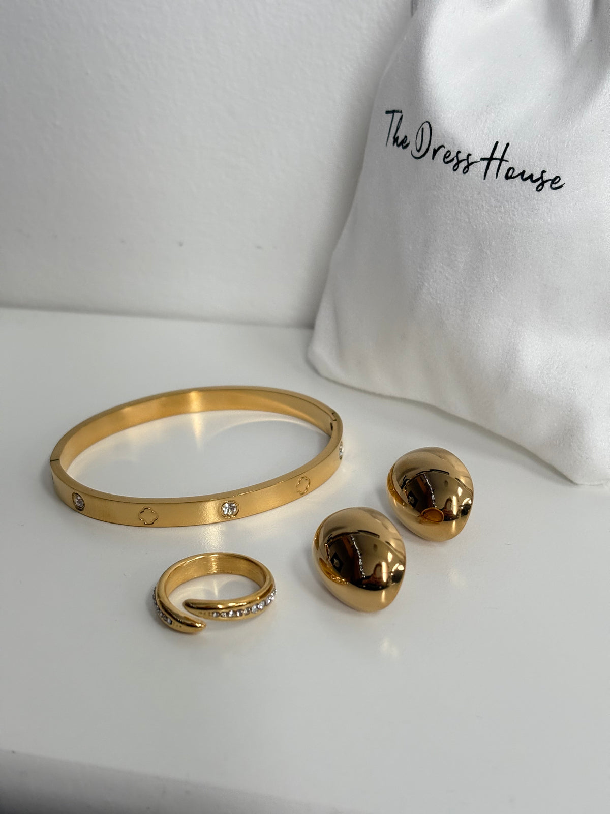 Dress House Gift Set 73 - Gold Bangle Earring Ring