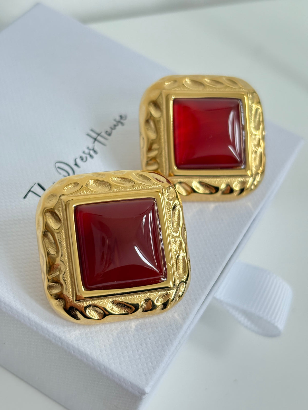 Cally - Gold Red Statement Earring