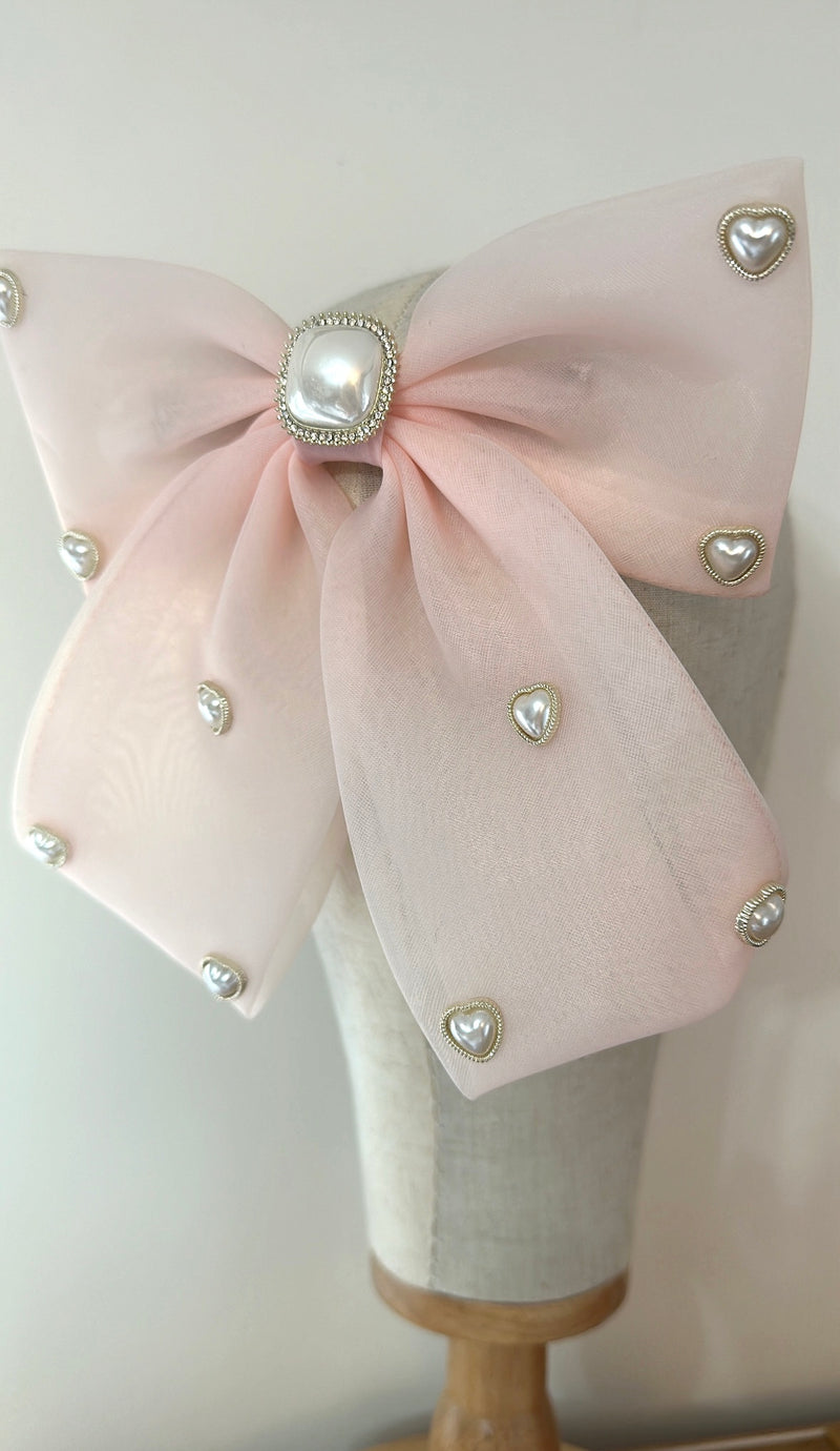 Elsie pink pearl bow 