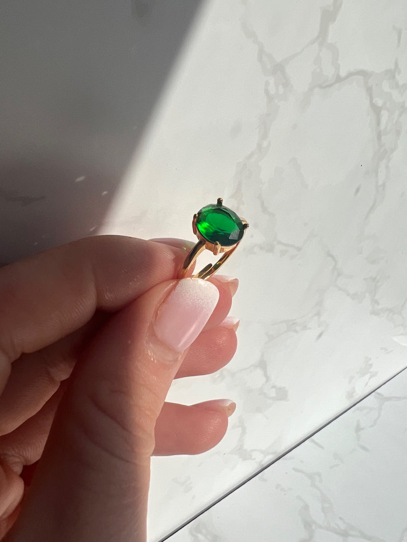 Dina green adjustable ring 