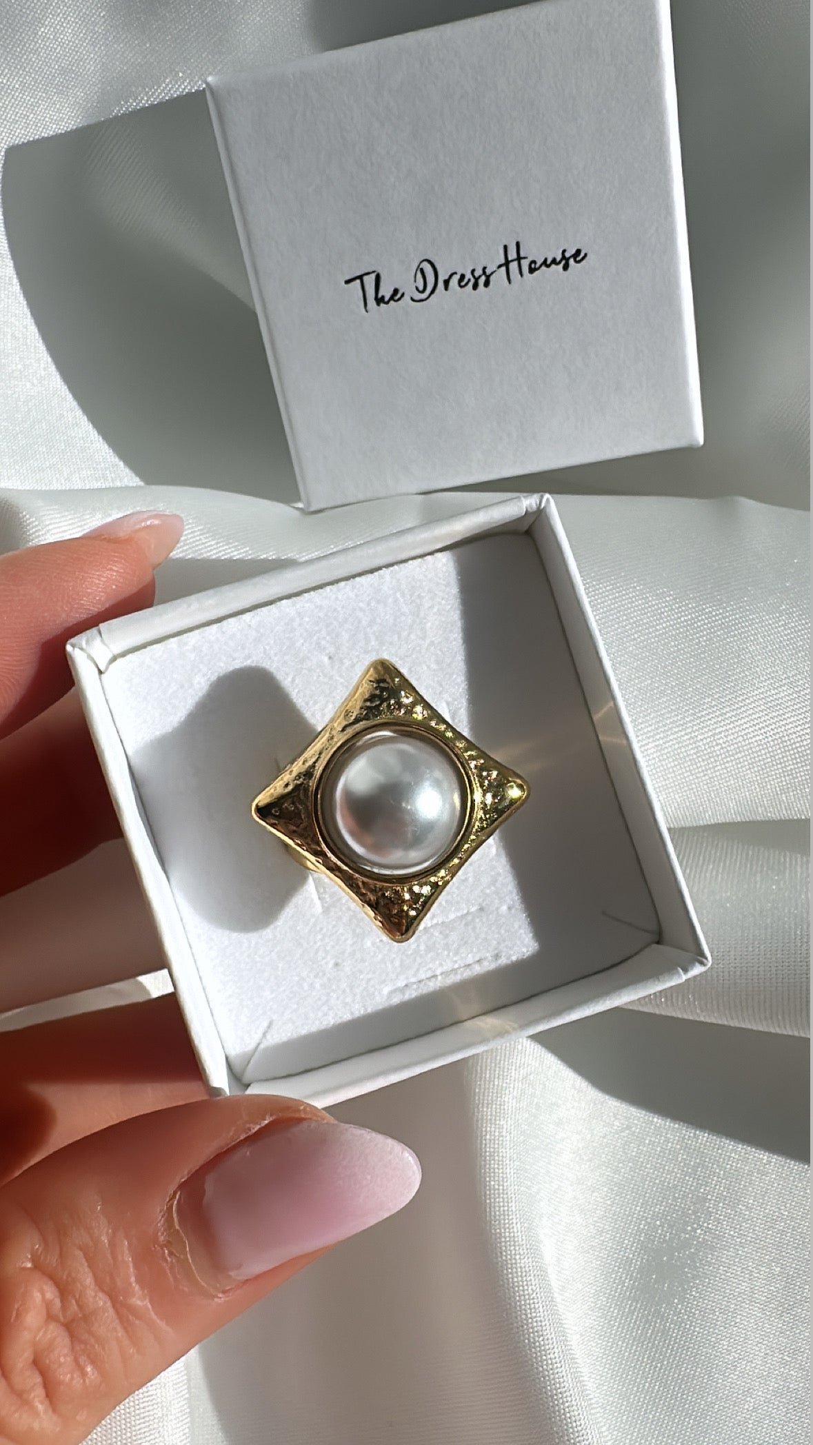 Cecilia - Gold Pearl Adjustable Ring